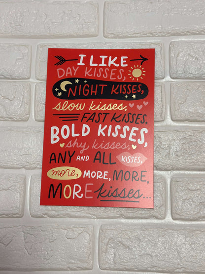 10 "I Like Day Kisses, Night Kisses" Card